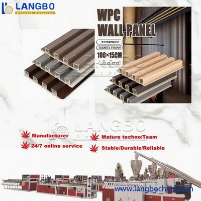 Linha de extrusão de painéis de decoração de PVC com extrusora de parafusos binários cônicos 51/105 Capacidade de 350 kg/h e corte automático de serra