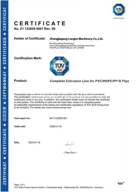China Zhangjiagang Langbo Machinery Co. Ltd. Certificações