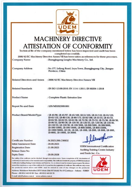 China Zhangjiagang Langbo Machinery Co. Ltd. Certificações